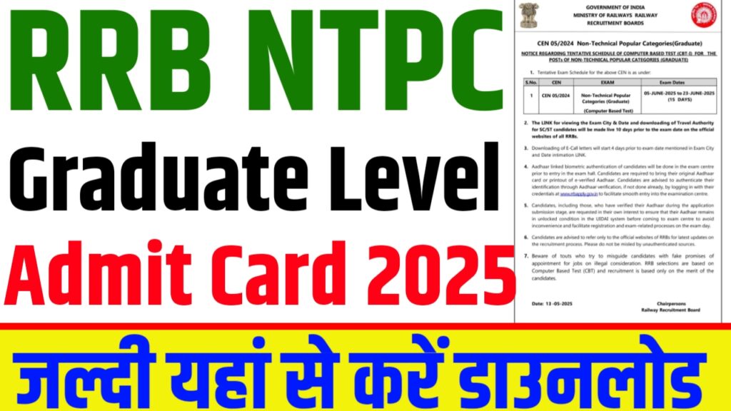 RRB NTPC Graduate Exam Date & Mock Test 2025