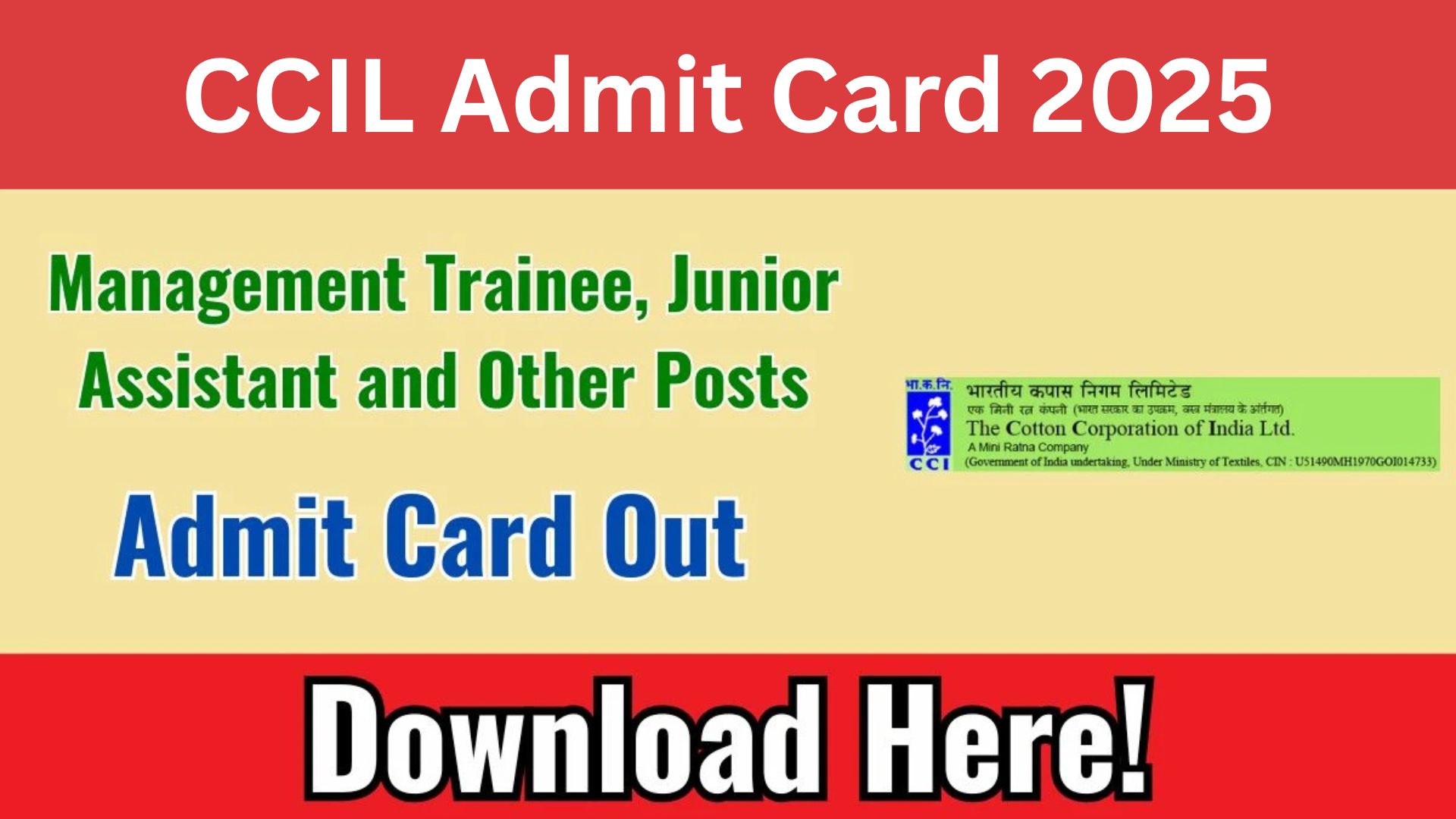 CCIL Admit Card 2025 for Various Posts